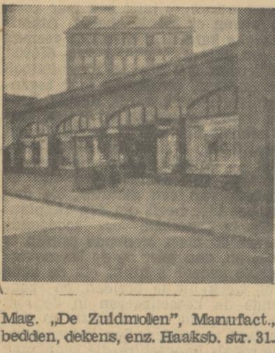 Haaksbergerstraat 31, Magazijn De Zuidmolen, Manufacture, bedden, dekens, krantenfoto Tubantia 19-6-1934.jpg