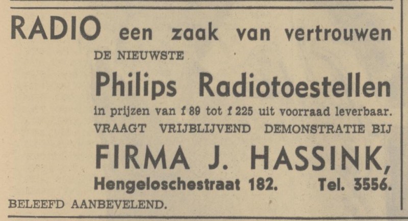Hengelosestraat 182 Fa. J. Hassink advertentie Tubantia 14-10-1938.jpg