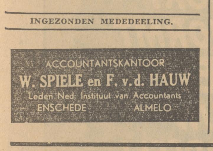 Accontantskantoor F. van der Hauw advertentie Tubantia 26-1-1942.jpg