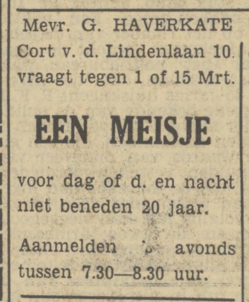 Cort van der Lindenlaan 10  G. Haverkate advertentie Tubantia 5-2-1951.jpg