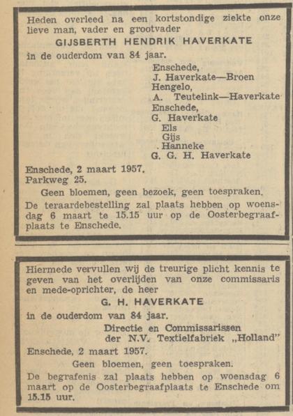 Parkweg 25 G.H. Haverkate overlijdensadvertentie Algemeen Handelsblad 4-3-1957.jpg