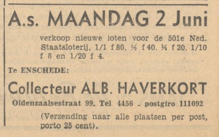 Oldenzaalsestraat 99 Alb. Haverkort advertentie Tubantia 31-5-1947.jpg