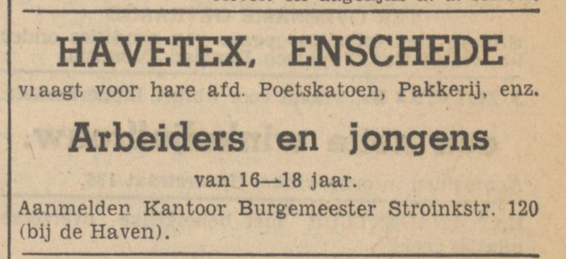 Burgemeester Stroinkstraat 120 Havetex advertentie Tubantia 11-9-1947.jpg