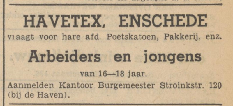 Burgemeester Stroinkstraat 120 Havetex advertentie Tubantia 11-9-1947.jpg
