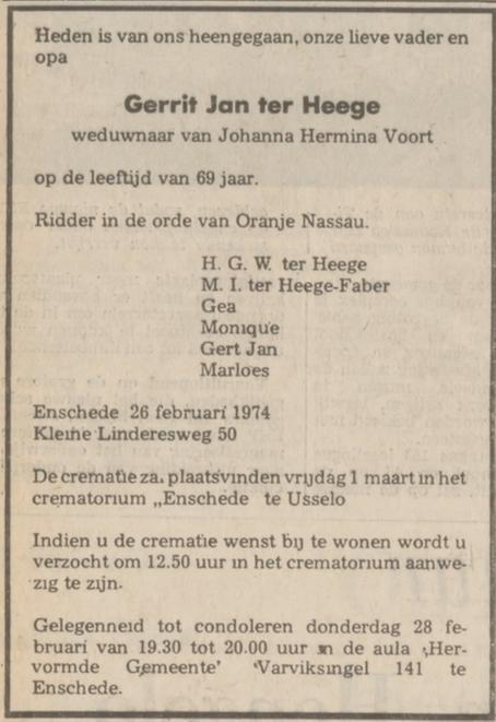 Kleine Linderesweg 50 G.J. ter Heege advertentie Tubantia 27-2-1974.jpg