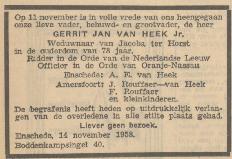 Boddenkampsingel 40 G.J. van Heek Jr. overlijdensadvertentie 14-11-1950.jpg