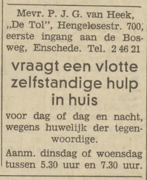 Hengelosestraat 700 De Tol Mevr. van Heek advertentie Tubantia 3-3-1969.jpg
