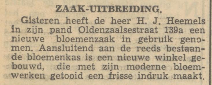 Oldenzaalsestraat 139a H.J. Heemels krantenbericht Tubantia 11-8-1951.jpg