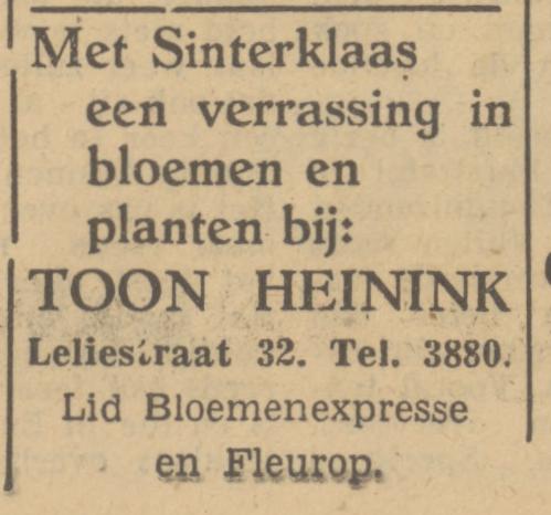 Leliestraat 32 Toon Heinink Bloemenmagazijn advertentie Tubantia 29-11-1949.jpg