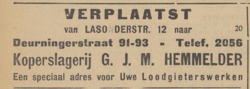 Deurningerstraat 91-93 G.J.M. Hemmelder Koperslagerij advertentie Tubantia 26-1-1932.jpg