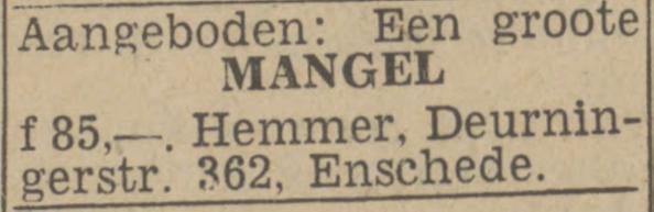 Deurningerstraat 362 Hemmer advertentie Twentsch nieuwsblad 15-5-1943.jpg