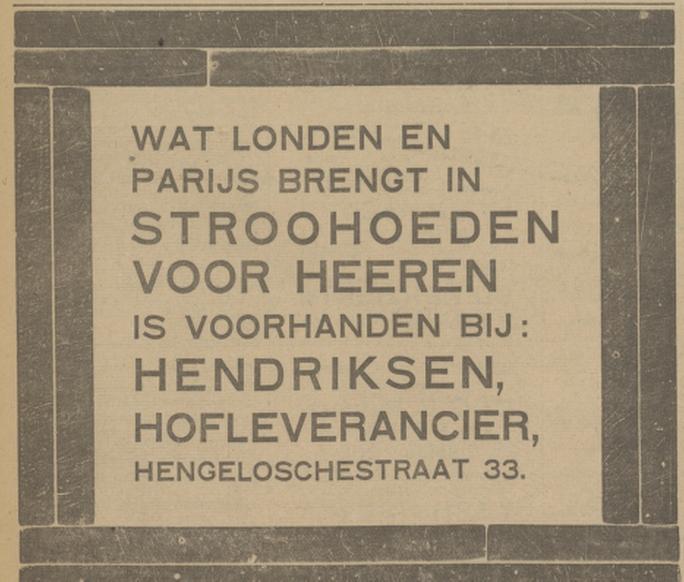 Hengelosestraat 33 Hendriksen hoeden Hofleverancier advertentie Tubantia 17-5-1924.jpg