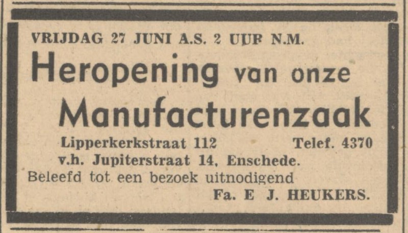 Lipperkerkstraat 112 E.J. Heukers Manufacturenzaak advertentie Tubantia 29-6-1947.jpg