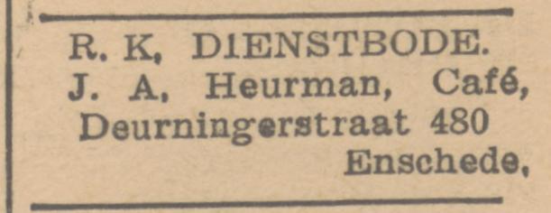 Deurningerstraat 480 J.A. Heurman cafe advertentie Twentsche Courant 2-5-1940.jpg