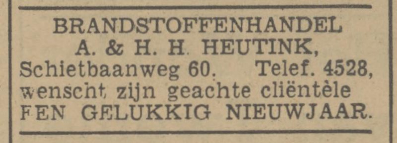Schietbaanweg 60 Brandstoffenhandel A. & H.H. Heutink advertentie Tubantia 30-12-1939.jpg