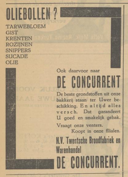Wilhelminastraat Broodfabriek De Concurrent advertentie Tubantia 27-12-1933.jpg
