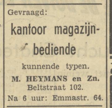 Emmastraat 64 M. Heymans en Zn. advertentie Tubantia 21-6-1950.jpg