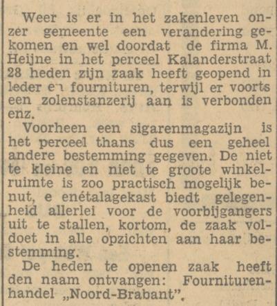 Kalanderstraat 28 Firma Heijne fourniturenhandel Noord Brabant krantenbericht Tubantia 4-2-1933.jpg