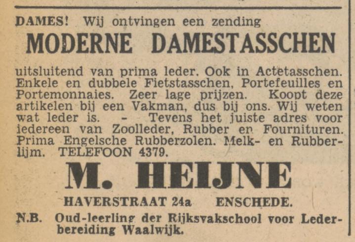 Haverstraat 24a M. Heijne advertentie Tubantia 3-4-1947.jpg