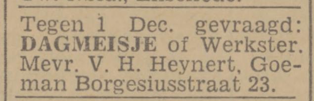 Minister Goeman Borgesiusstraat 23 V.H. Heynert advertentie Twentsch nieuwsblad 7-11-1944.jpg