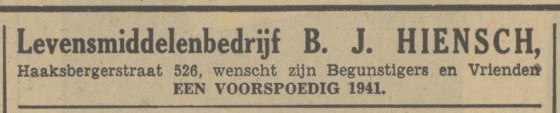 Haaksbergerstraat 526 B.J. Hiensch Levensmiddelenbedrijf advertentie Tubantia 31-12-1940.jpg