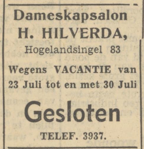 Hogelandsingel 83 H. Hilverda dameskapsalon advertentie Tubantia 16-7-1951.jpg