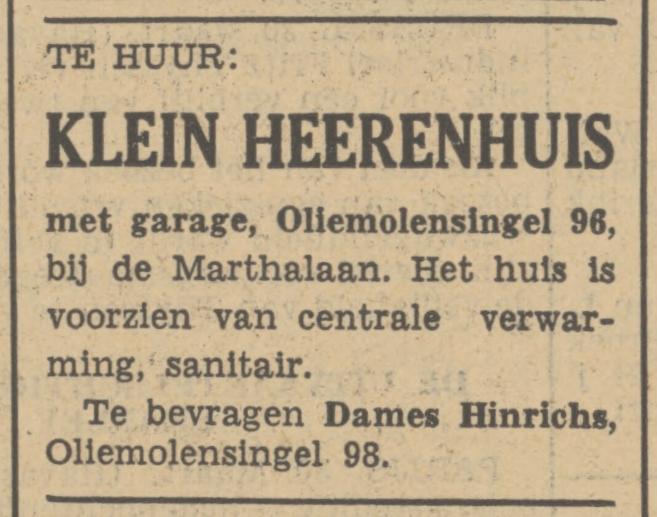 Oliemolensingel 98 Dames Hinrichs advertentie Tubantia 30-3-1940.jpg