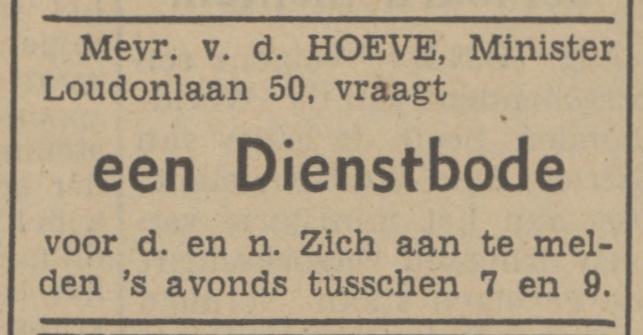 Minister Loudonlaan 50 Mevr. v.d. Hoeve advertentie Tubantia 15-8-1940.jpg