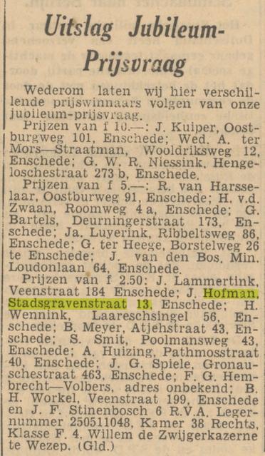 Stadsgravenstraat 13 J. Hofman krantenbericht Tubantia 25-1-1947.jpg