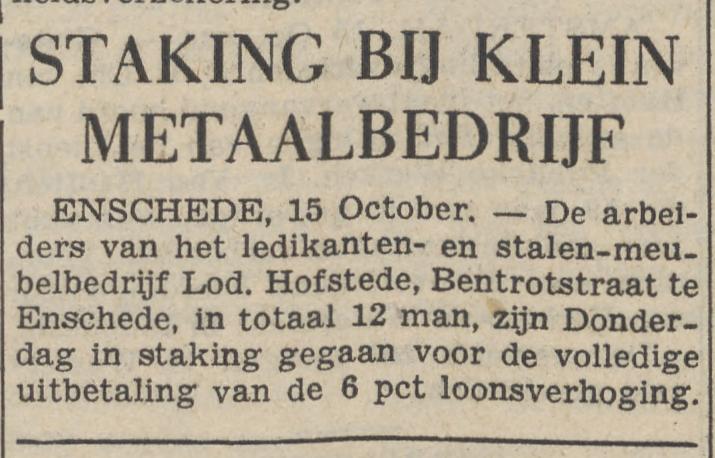 Bentrotstraat Lod. Hofstede stalen meubelbedrijf krantenbericht De Waarheid 15-10-1954.jpg