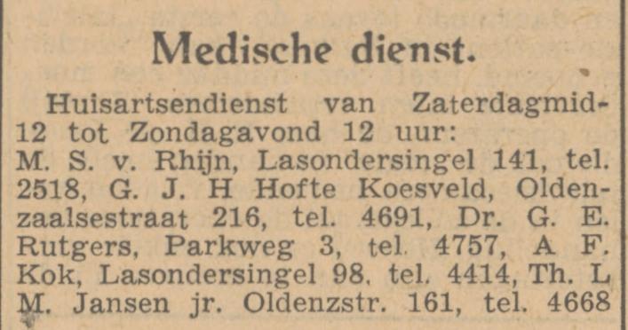 Oldenzaalsestraat 216 G.J.H. Hofte Koesveld krantenbericht Tubantia 5-2-1949.jpg