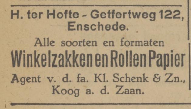 Getfertweg 122 H. ter Hofte sigarenmagazijn advertentie Tubantia 24-8-1928.jpg