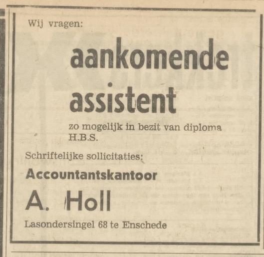 Lasondersingel 68 A. Holl Accountantskantoor advertentie Tubantia 30-10-1969.jpg