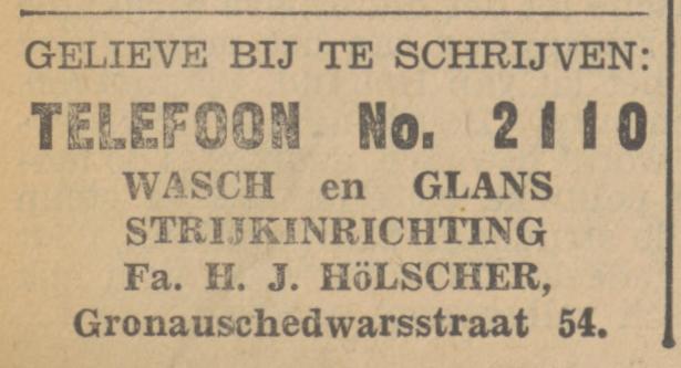 Gronausedwarsstraat 54 Fa. H.J. Hölscher advertentie Tubantia 14-11-1934.jpg