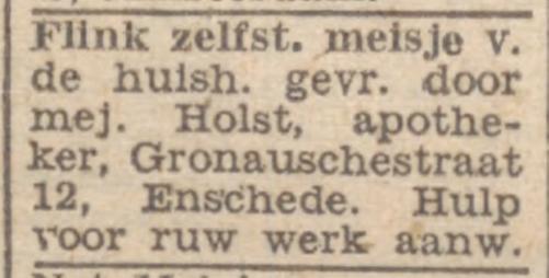 Gronausestraat 12 Mej. Holst advertentie Tubantia 13-9-1945.jpg