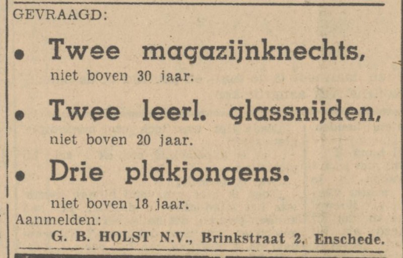 Brinkstraat 2 G.B. Holst N.V. advertentie Tubantia 25-3-1942.jpg