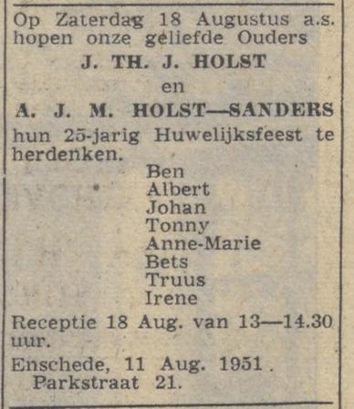 Parkstraat 21 J.Th.J. Holst advertentie De Volkskrant 11-8-1951.jpg