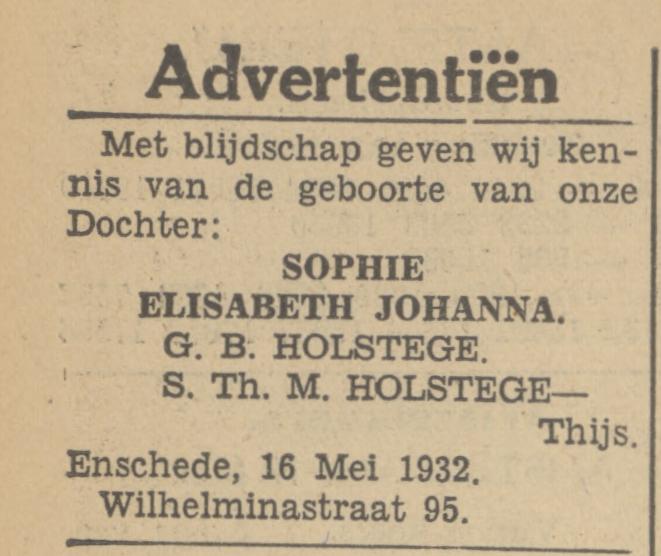 Wilhelminastraat 95 G.B. Holstege advertentie Tubantia 17-5-1932.jpg