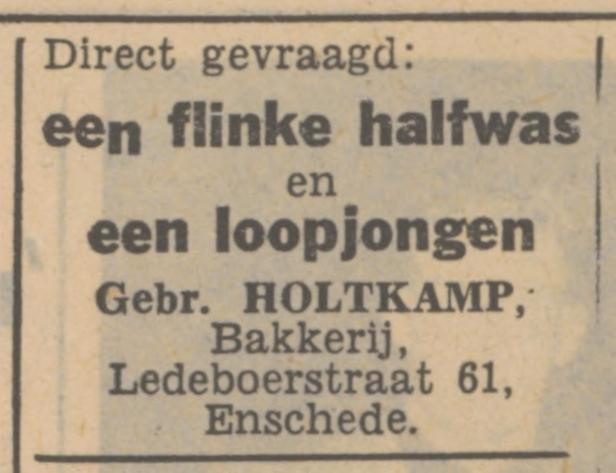 Ledeboerstraat 62 Gebr. Holtkamp Bakkerij advertentie Tubantia 26-1-1949.jpg