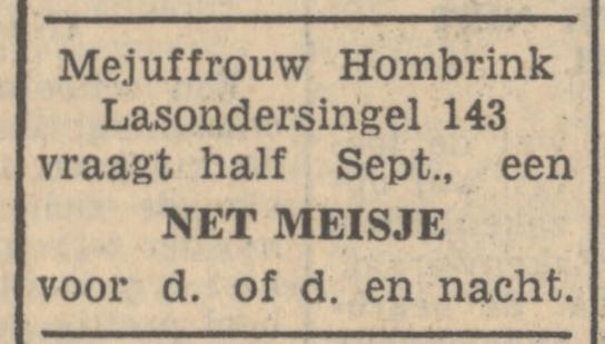 Lasondersingel 143 Mej. Hombrink advertentie Tubantia 30-8-1947.jpg