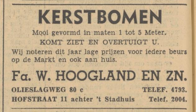 Hofstraat 11 Fa. W. Hoogland en Zn advertentie Tubantia 17-12-1951.jpg