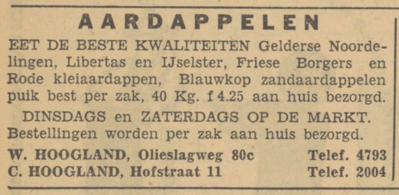 Hofstraat 11 C. Hoogland advertentie Tubantia 24-9-1951.jpg