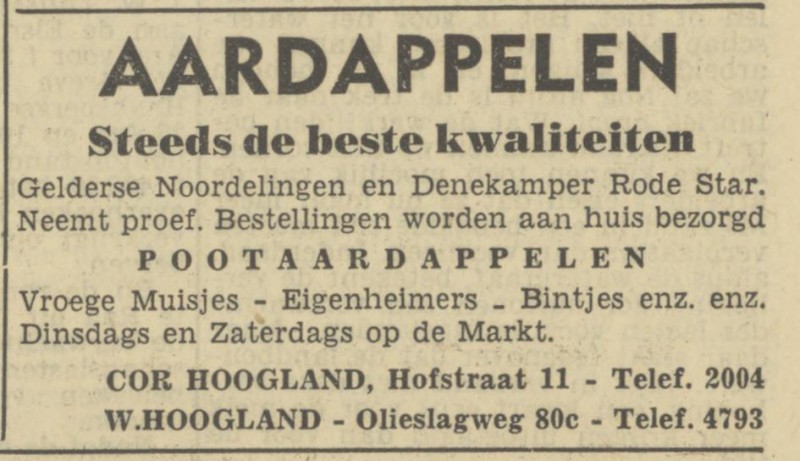 Olieslagweg 80c W. Hoogland advertentie Tubantia 20-3-1950.jpg