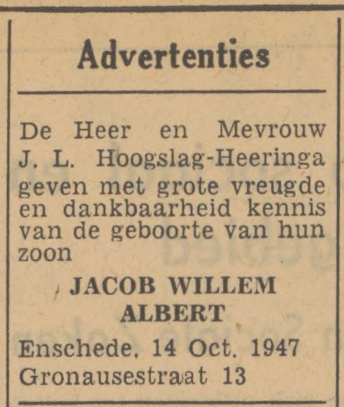 Gronausestraat 13 J.L. Hoogslag-Heeringa advertentie Tubantia 15-10-1947.jpg