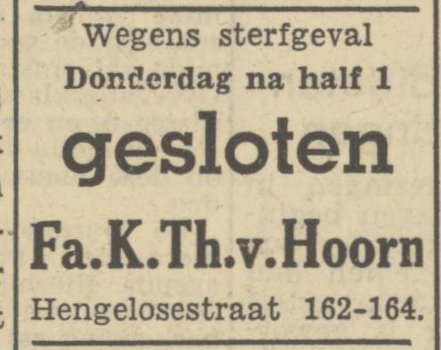 Hengelosestraat 162-164 K.Th. van Hoorn advertentie Tubantia 14-2-1950.jpg