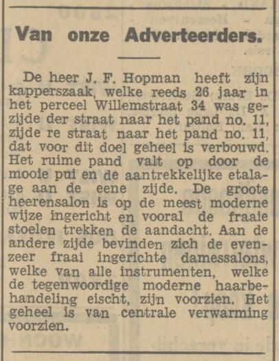 Willemstraat 11 kapper J.F. Hopman krantenbericht Tubantia 23-8-1933.jpg