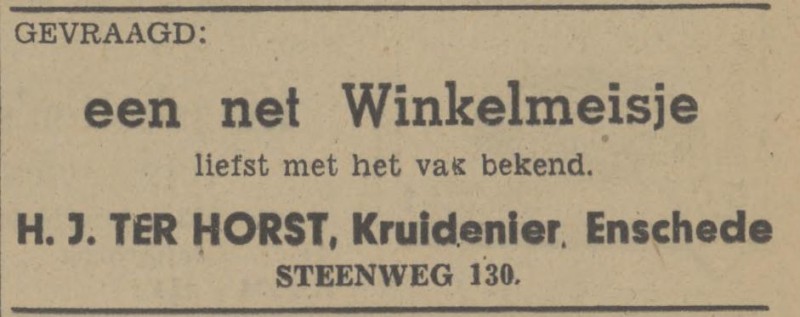 Steenweg 130 H.J. ter Horst kruidenier advertentie Tubantia 13-1-1948.jpg