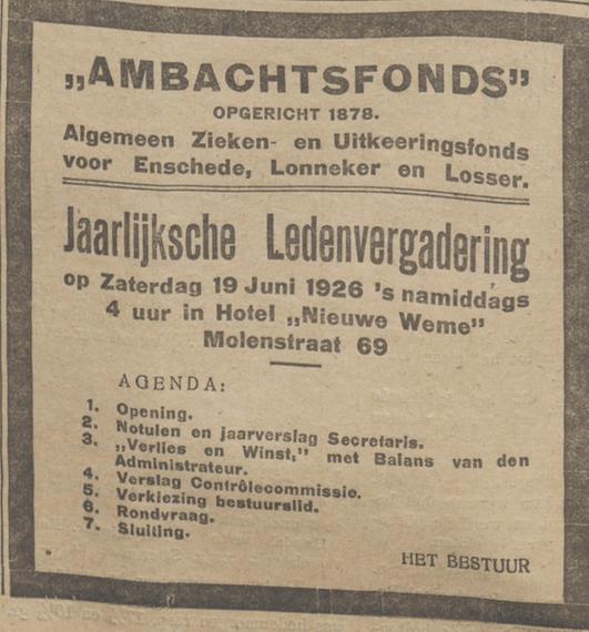 Molenstraat 69 Hotel Nieuwe Weme advertentie Overijsselsch dagblad 18-6-1926.jpg
