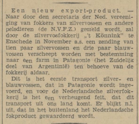 zilvervosfokkerij 't Könnink krantenbericht 18-10-1932.jpg