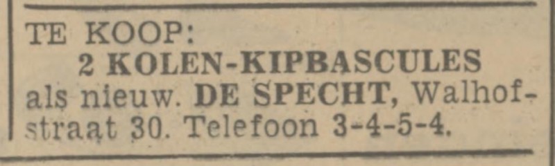 Walhofstraat 30 De Specht advertentie Tubantia 30-12-1939.jpg